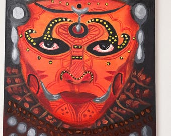 Theyyam Painting | Kerala Folk Art | Traditional Indian Wall Decor | Cultural Ritual Artwork | Indian Art Gift