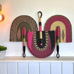 Bolga Fans | Authentic Ghanaian Woven Artefact | Wall Decor | Set of 3 | US Duty Paid