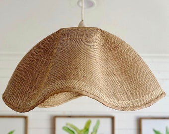 Woven Pendant Light Shade, hanging dancing basket lightshade, handwoven with ilala palm. Coastal pendant light shade