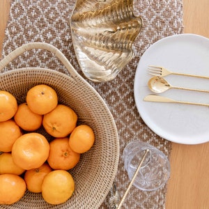 Handwoven Jute Table Runner |  Coastal Dining Decor, Neutral Woven Tablecloth