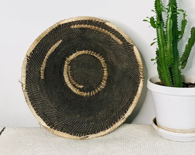 Vintage Makenge Basket, Authentic African Woven Vintage Wall Tray Decor, Wall Art, African Home