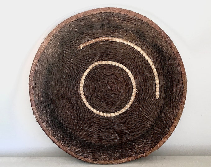 Vintage Makenge Basket, Authentic African Woven Vintage Wall Tray Decor, Wall Art, African Home