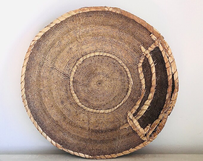 Vintage Makenge Basket, Authentic African Woven Vintage Wall Tray Decor, Wall Art, African Home