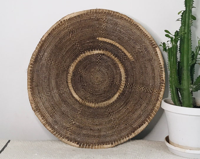Vintage Makenge Basket, Authentic African Woven Vintage Wall Tray Decor, Wall Art, African Home