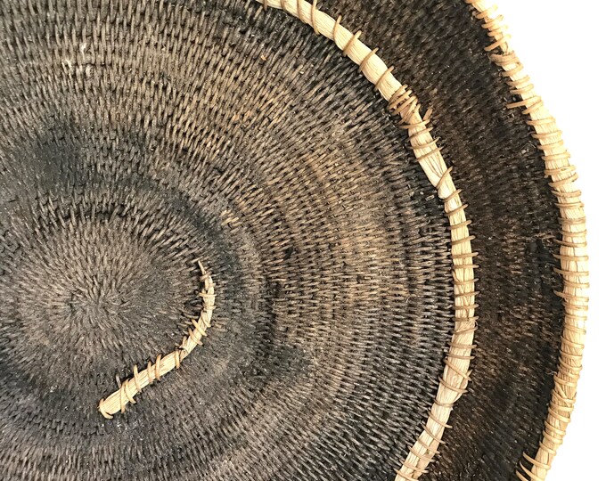 Vintage Makenge Basket, Authentic African Woven Vintage Wall Tray Decor, Wall Art, African Home