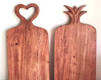 Teak serving board | Cheese and charcuterie board | Heart or pineapple | Artisanal handcarved & sustainable | Servingware | Cutting board