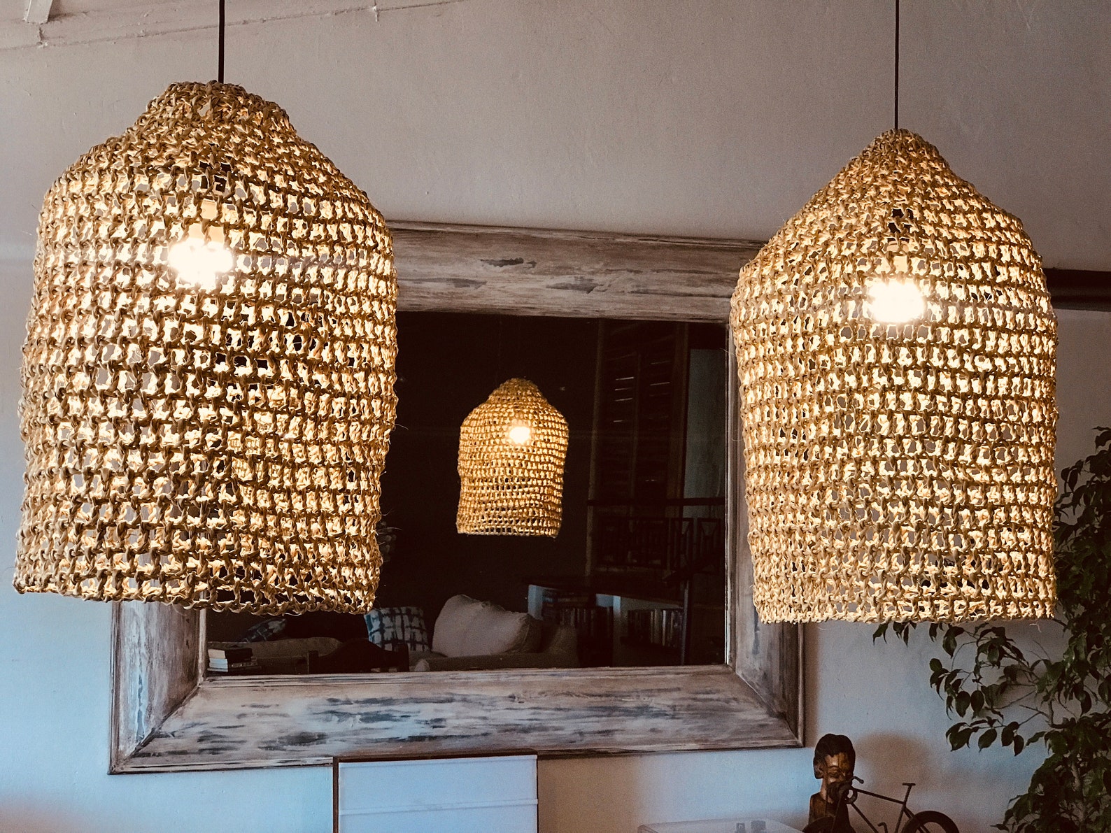 Palm Net Woven Pendant Light Shade Handwoven Ilala Palm - Etsy