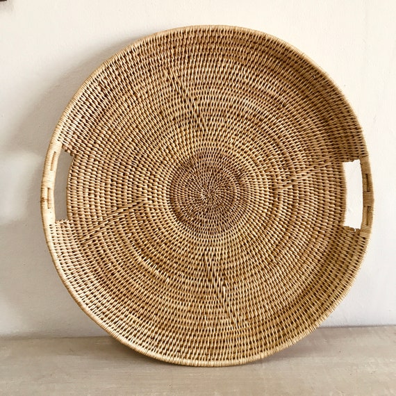 Large Woven Coffee Table Tray: Boho Farmhouse Decor (60 or 45cm)
