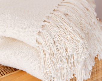 Coperta in bambù e cotone tessuta a mano: coperta oversize neutra per divano