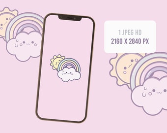 Fondo de pantalla de Kawaii Rainbow | Fondo de pantalla del teléfono móvil| Smartphone Wallpaper Digital Descargar lindos fondos de pantalla, fondos de pantalla divertidos