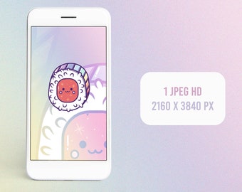 Fondo de pantalla de Kawaii Sushi Rainbow | Fondo de pantalla del teléfono móvil| Smartphone Wallpaper Digital Descargar lindos fondos de pantalla, divertidos fondos de pantalla de comida