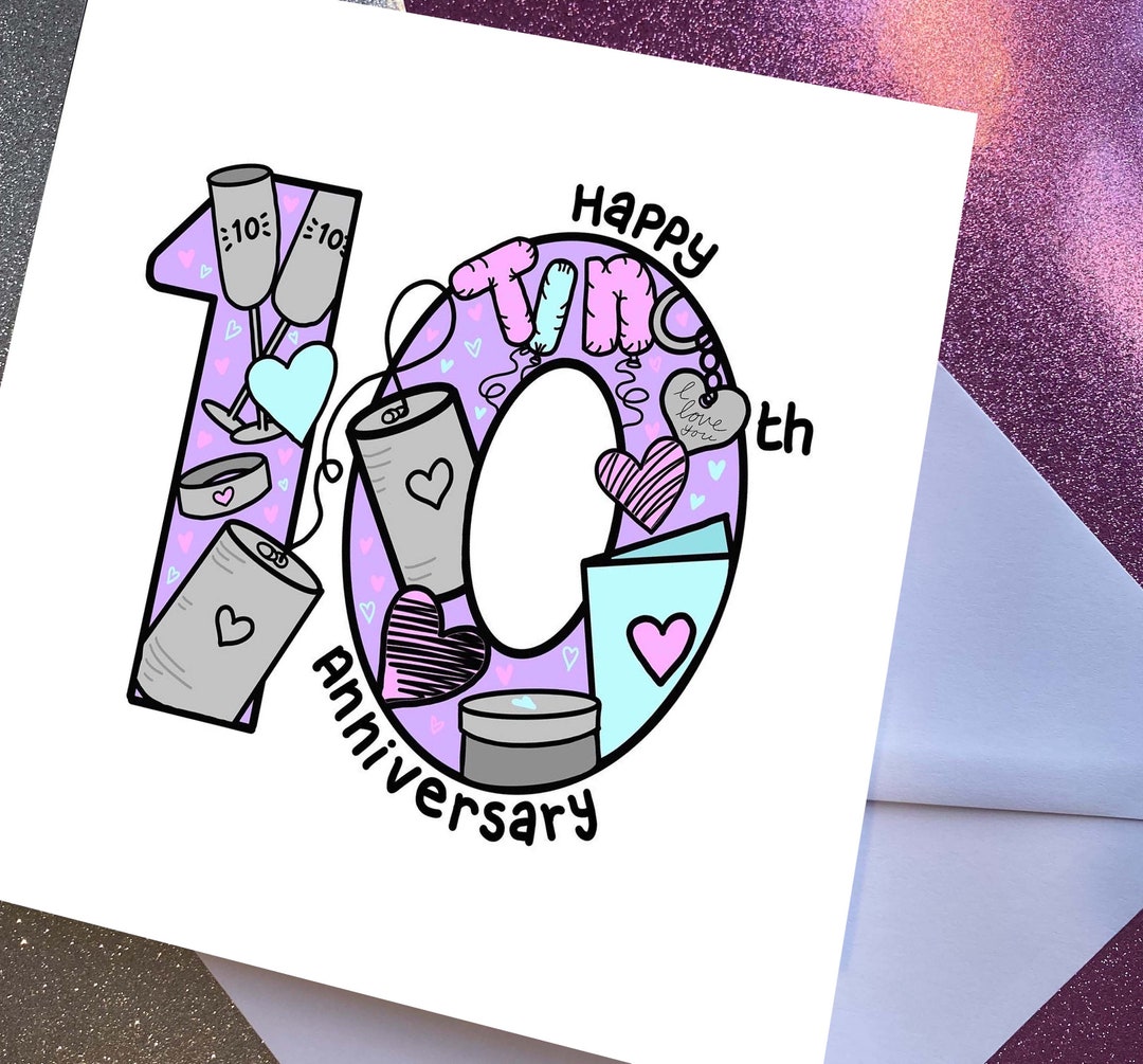 10th Wedding Anniversary Card Tin - Etsy