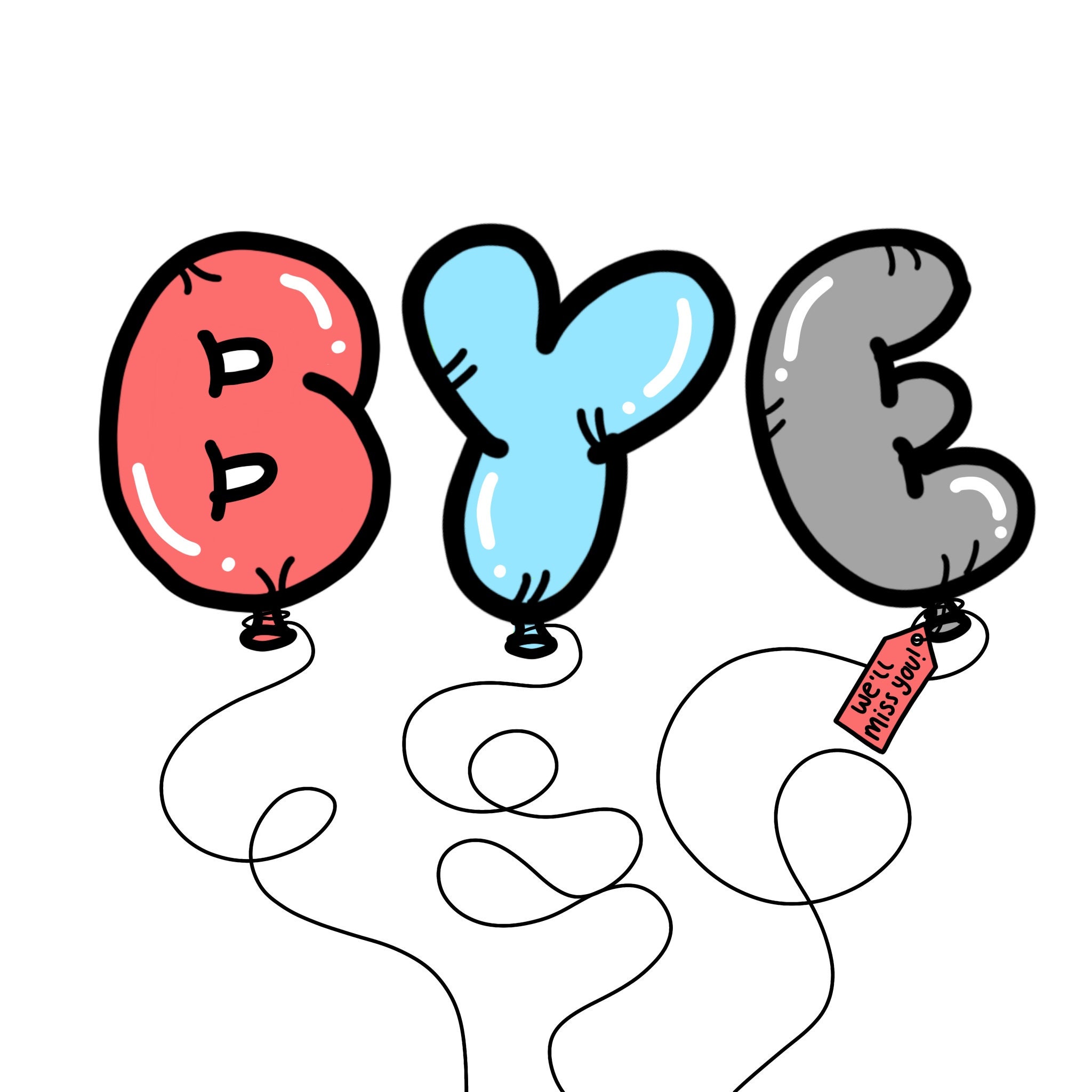 Bye Balloons Card - Etsy