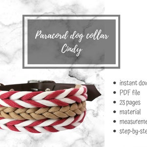 Puede incluir: Un tutorial de collar para perro de paracord en colores rojo, blanco y marrón. El tutorial incluye 23 páginas con instrucciones paso a paso, medidas de materiales y un archivo PDF de descarga instantánea.