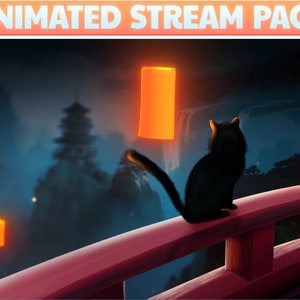 ANIMATED Asian Night Stream Pack - 1 Artwork - 3 Sentences - 6 Alertboxes - 10 Panels - 1 Transition - 1 Camera - 1 Chatbox - 6 Badges