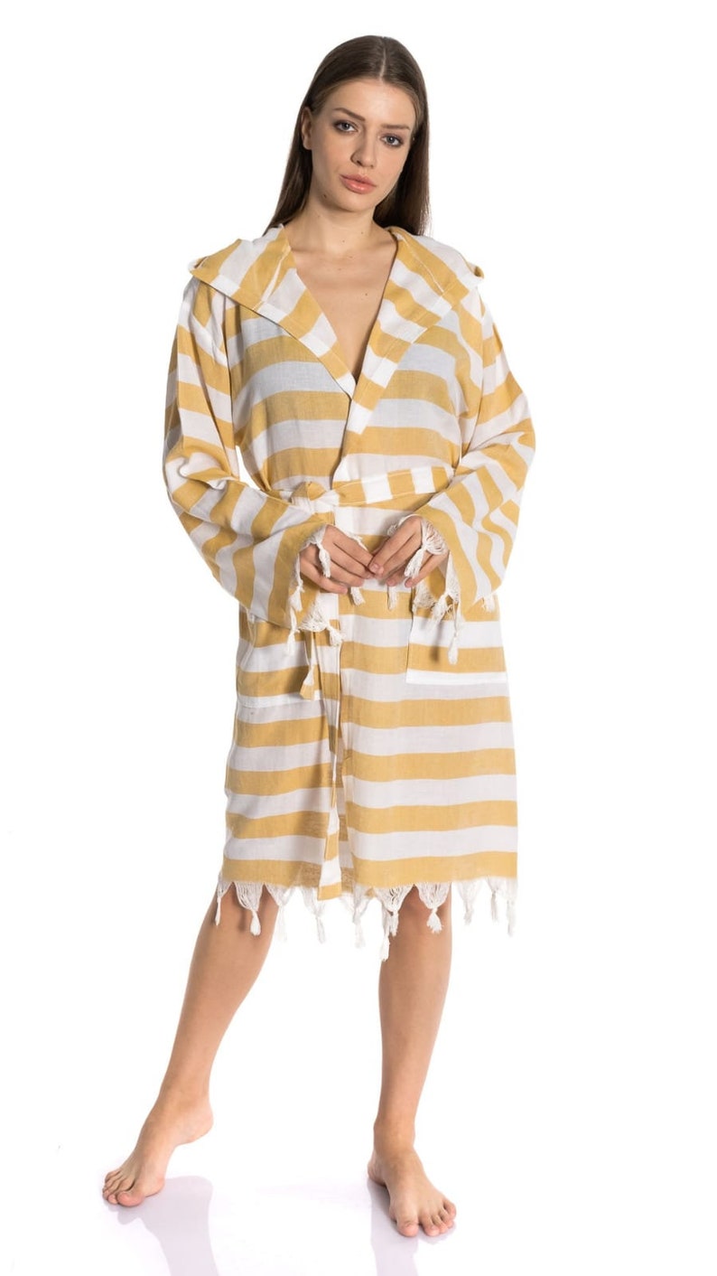 Peshtemal Bathrobe & Peshtemal Cotton Bamboo Yellow White Bath Etsy
