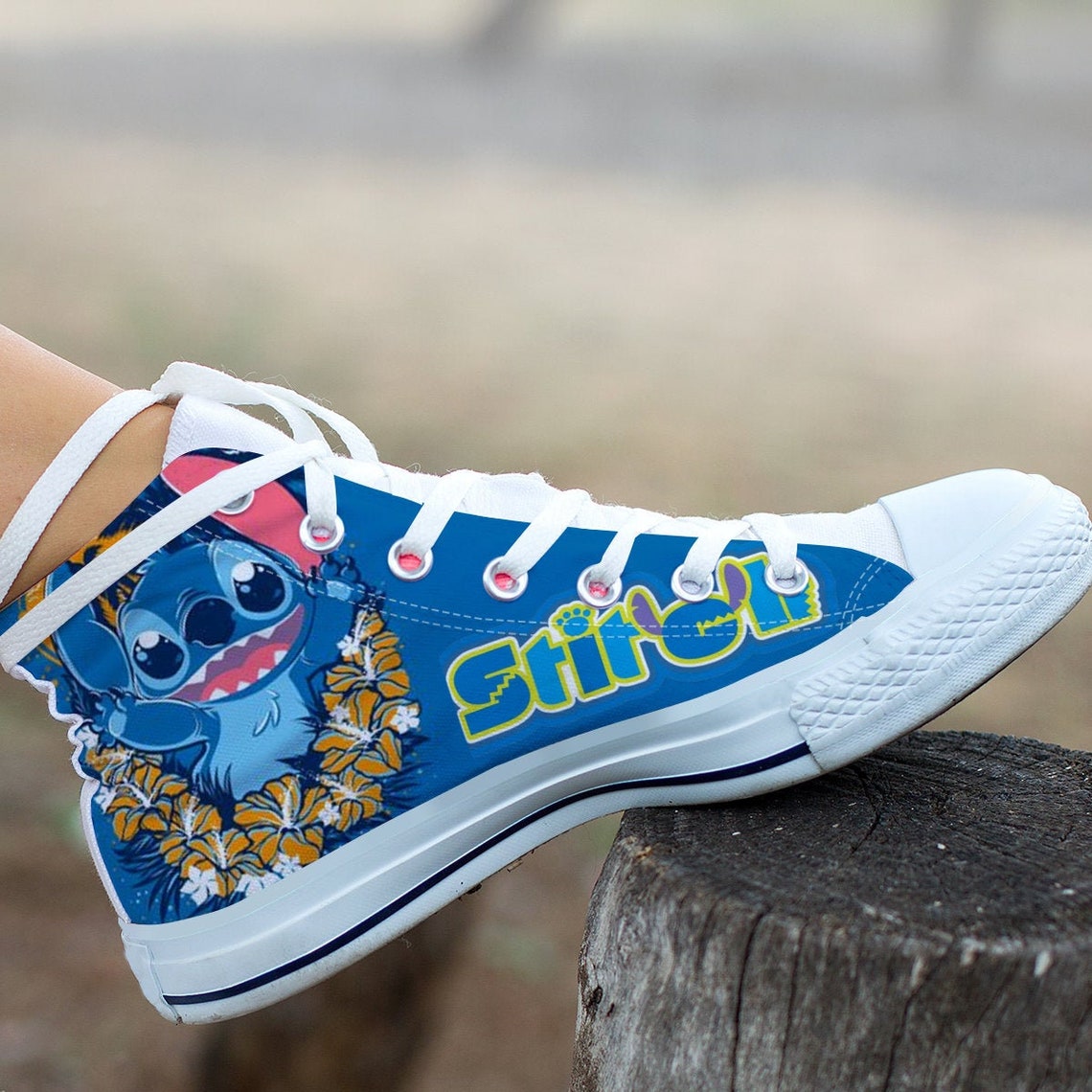 Stitch And Lilo Hightop Stitch Disney Shoes Unisex Gift Idea Etsy