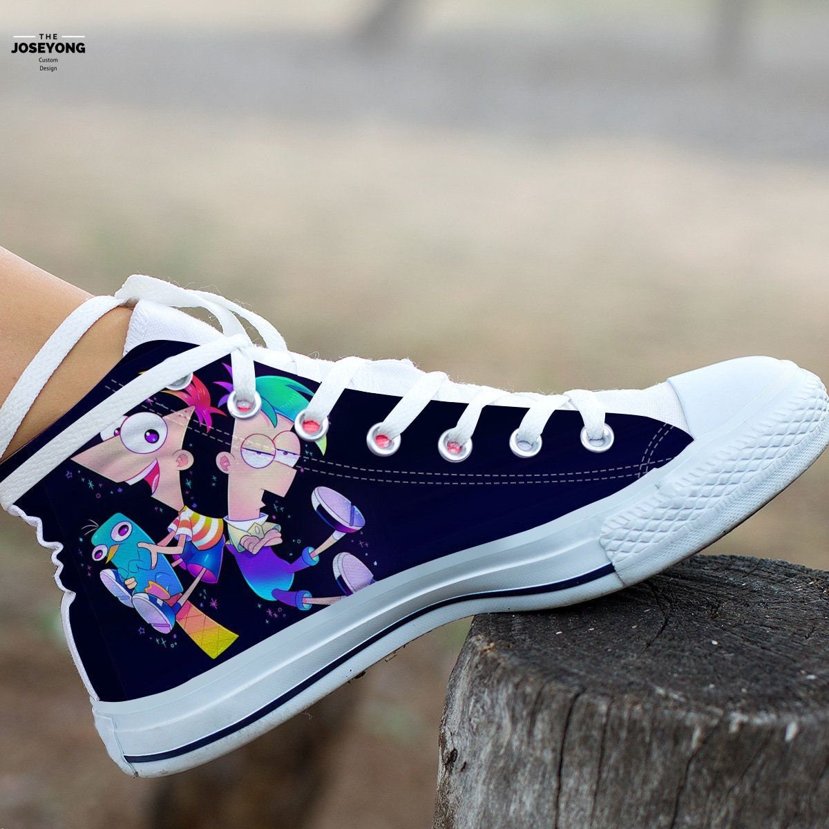 Phineas And Ferb Hightop Disney Shoes Unisex Gift Idea For | Etsy