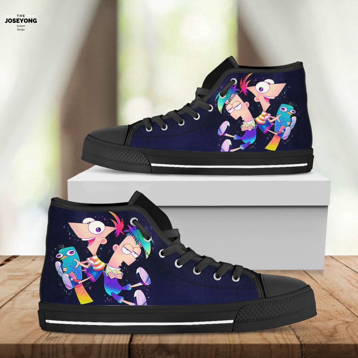 Phineas And Ferb Hightop Disney Shoes Unisex Gift Idea For | Etsy
