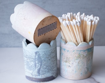 Concrete Match Holder with Striker on the Bottom - Colorful Maximalism Candle Accessories
