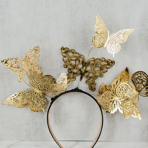 Gold Butterfly Headpiece - Custom Crown for Carnival, Quinceanera, Mardi Gras, Photoshoots, Renaissance Faires, Elven DnD Cosplay