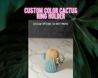 Ring Holder - Cute Cactus Concrete Decor - Houseplant Buddy - Plant Lover Gift - Custom Cement Colors