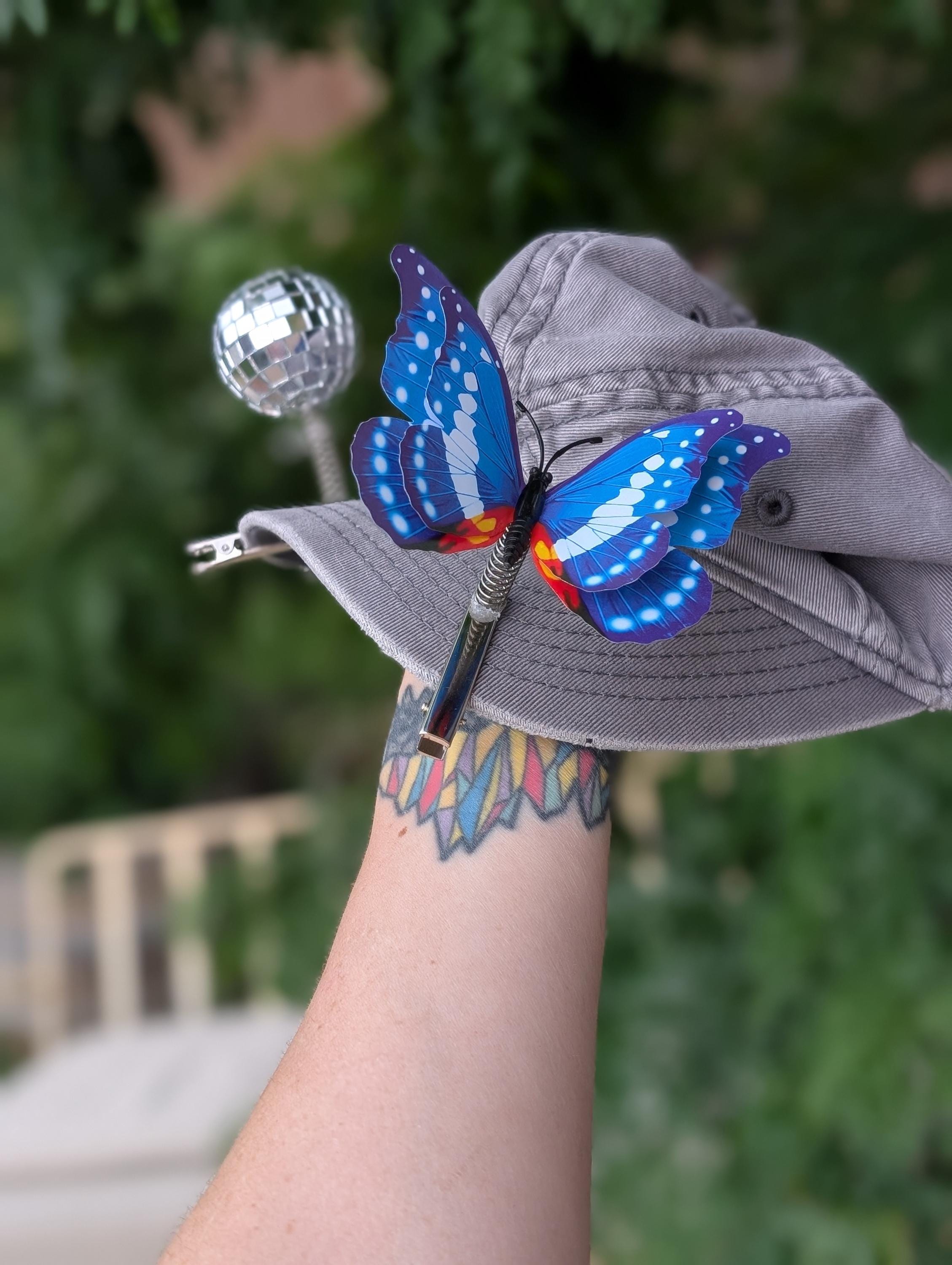 Vintage Fashion Fantasy Beaded Floral Butterfly Hat Art to Wear Festival Cap Women Embroidery Butterfly Baseball Cap Flower Print Bling  main image 2
