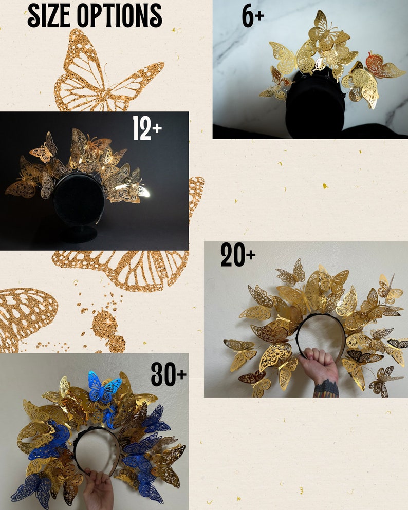Holographic Butterfly Headpiece Fairy Cottagecore Headband Renaissance Faire Crown Surrealist Festival Crown image 3