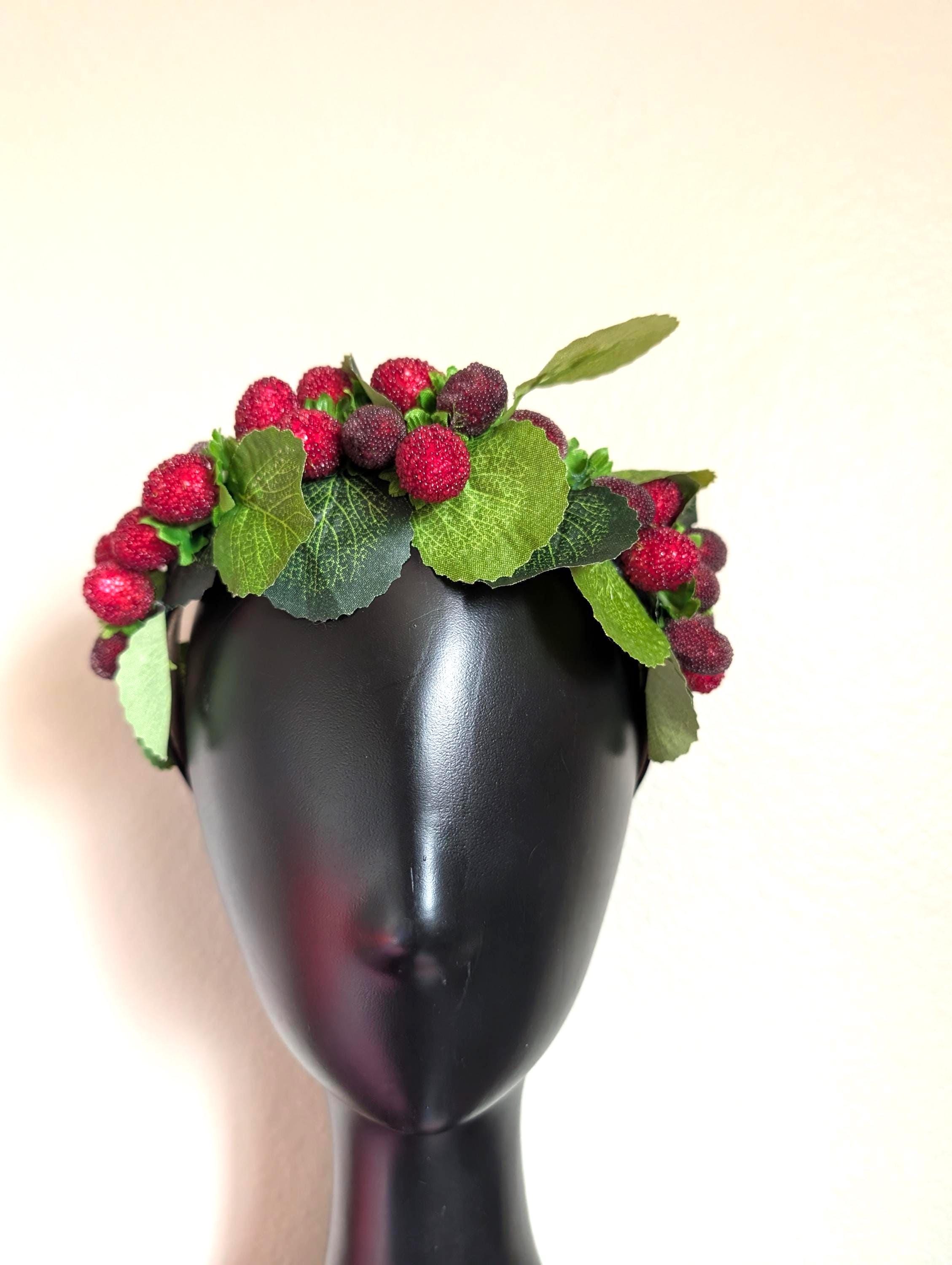 Floral Berry Black Bead flower Crown Headband Fairy Whimsy Ren Faire MOSTORY Elf Black Flower Crown - Fairy Headband Gothic  main image 2