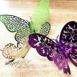 Lot de 3 barrettes papillon, couleurs mardi gras