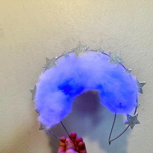 Cloud Headband: Stormcloud Costume Headpiece with Glitter Stars & LED Lights
