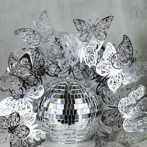 Silver Butterfly Crown – Disco Festival Halo Crown – Glam Rave Headpiece