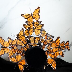 Large orange monarch butterfly crown