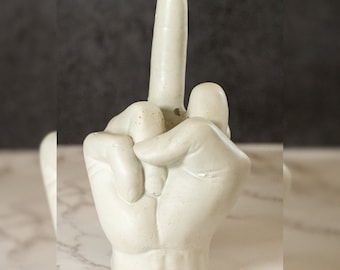 Concrete Middle Finger Ring Holder - Middle Finger Statue - Conversation Piece - White Elephant Gift - Funny Trophy - Loud Home Decor