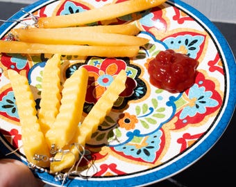 Orecchini pendenti con patatine fritte - Orecchini con cibo carini e divertenti - Very Demure