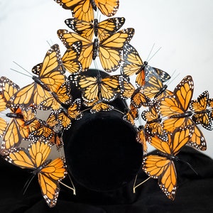Large orange monarch butterfly crown