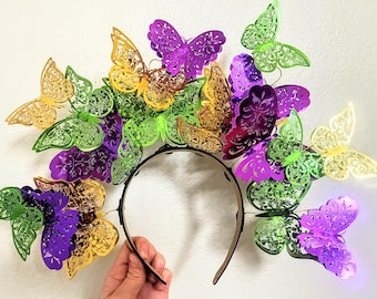 Mardi Gras Butterfly Headband - New Orleans Carnival Crown - Fat Tuesday Krewe Headband