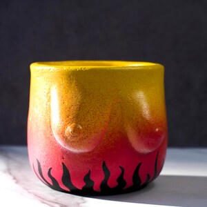 Boobie Planter - Handmade Ceramic Plant Pot with Flame Detail