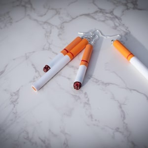 Cigarette Earrings - Lightweight Faux Cigarette Dangle Earrings