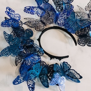 Blue Butterfly Crown - Butterfly Headband - Fantasy Cottage Core Headpiece Perfect for Festivals and Renaissance Faires
