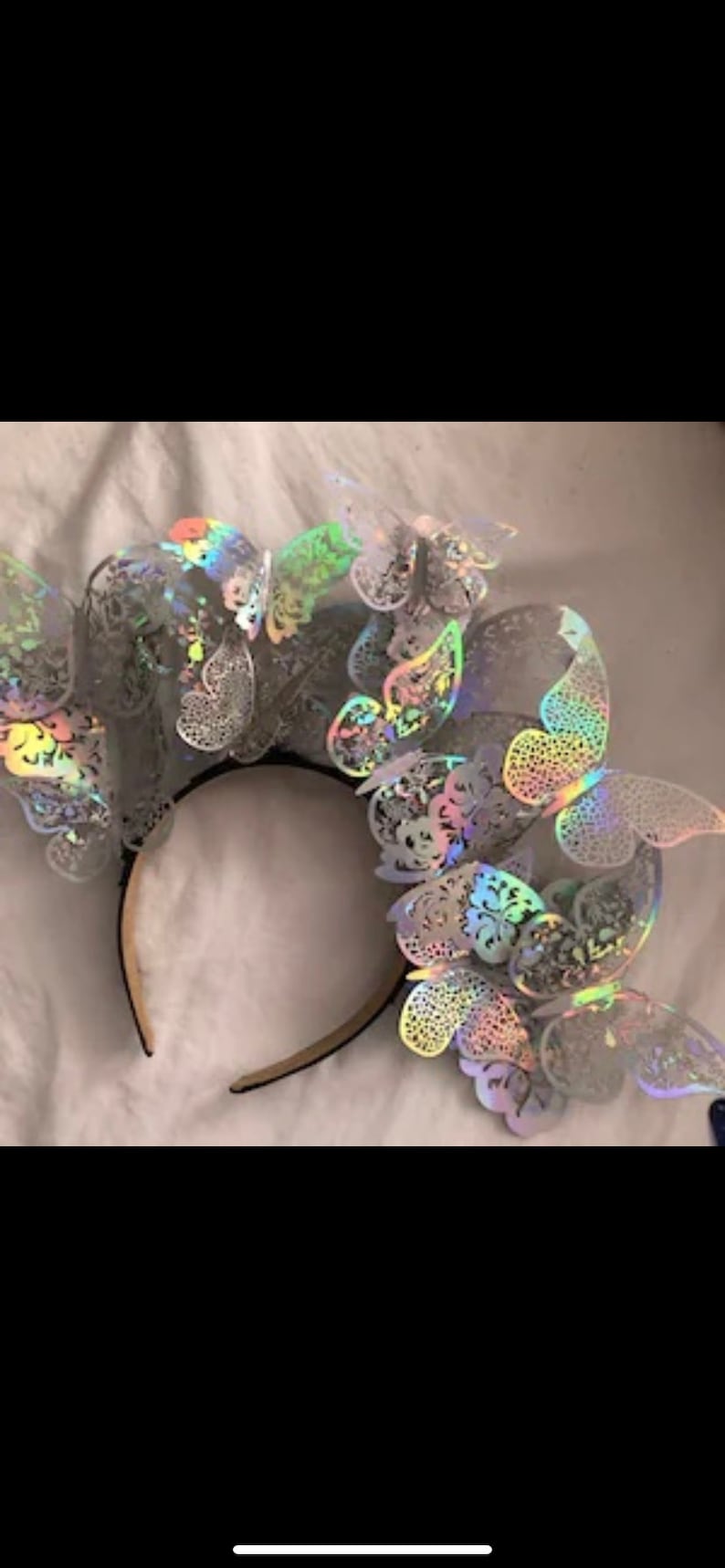 Holographic Butterfly Headpiece Fairy Cottagecore Headband Renaissance Faire Crown Surrealist Festival Crown image 5