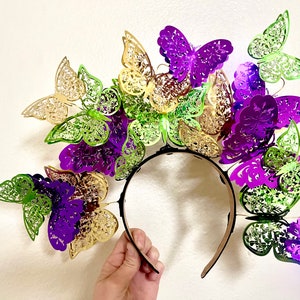 Mardi Gras Butterfly Headband - New Orleans Carnival Crown - Fat Tuesday Headband
