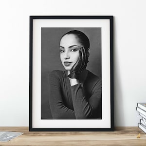 Sade Adu Black and White Poster Print | Wall Art | Wall Decor |  Home Decor | Satin Photo Paper | Canvas Print |