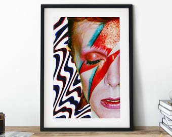 David Bowie Ziggy Stardust Abstract Art Print #1 | Wall Art | Wall Decor | David Bowie Print | Home Decor | David Bowie Poster |