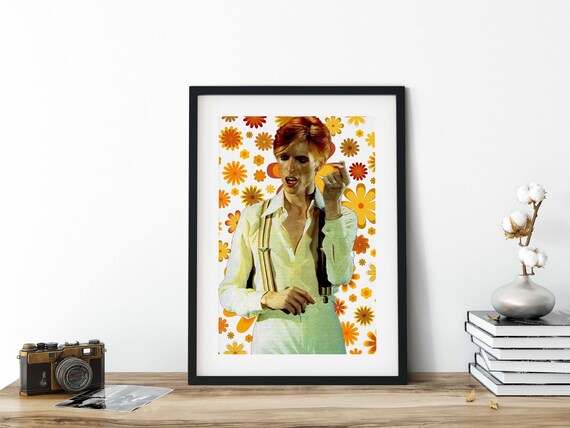 David Bowie Retro Flower 60s Style Print Wall Art Wall Decor David 