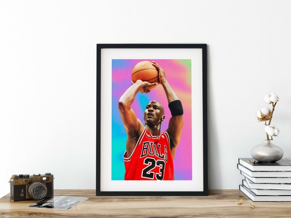 Michael Jordan Holographic Style Poster Print Wall Art NBA Poster