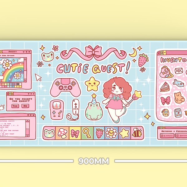 Cutie Quest Deskmat | Kawaii Design | For Gaming | For PC Setup