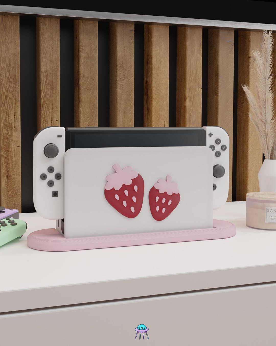 Sweet Strawberry Dock Cover for Nintendo Switch OLED and LED