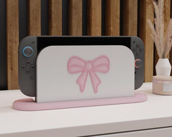 Blush Bow Dock Cover voor Nintendo Switch 2 – Soft Girl Bow Design