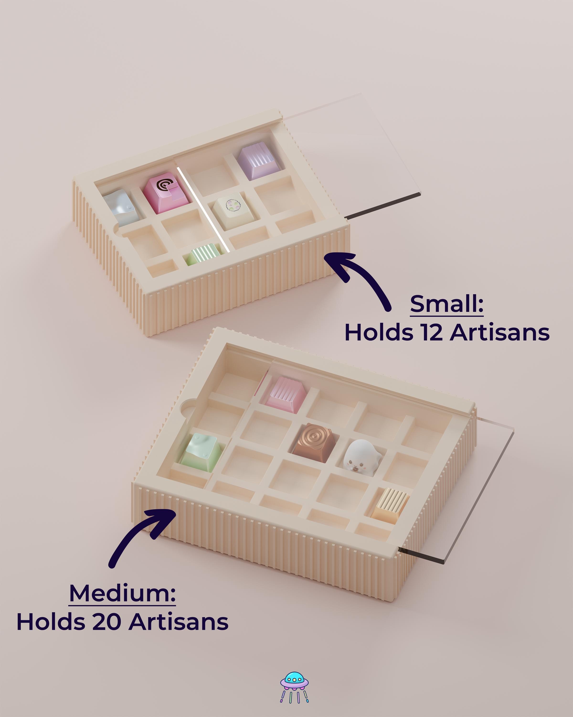 Bento Artisan Keycap Tray With Stand and Lid – Display Box for 12 or 20 ...